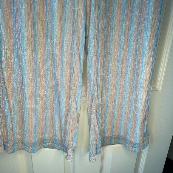 Mestiza New York Reina Trousers High Waist Wide Leg Metallic Pastel Silver M - Picture 16 of 16